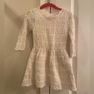 Toddler girl crochet dress shimmer off-white 2T.